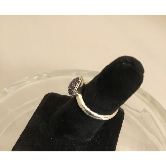 JAI for John Hardy Sterling Pave Amethyst Cluster Heart RING Size 6 - Picture 7 of 8